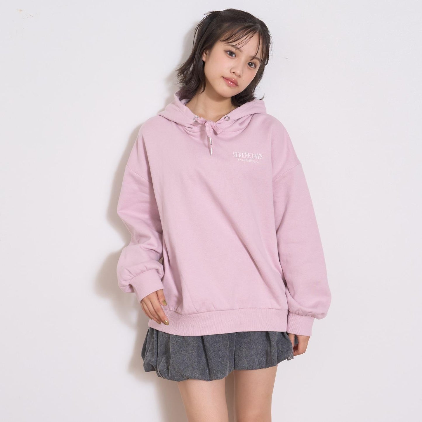 【純棉100%】加絨寬鬆印花連帽衛衣