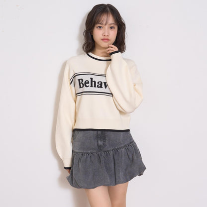 logo提花彈力針織衫