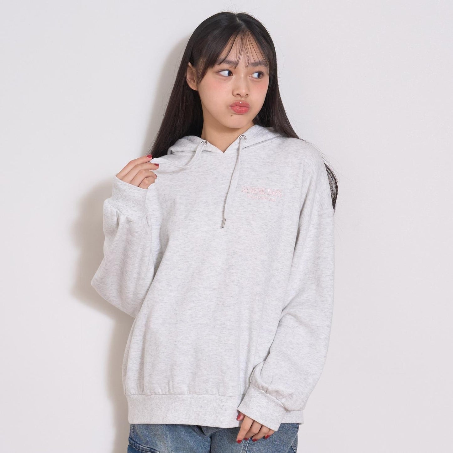 【純棉100%】加絨寬鬆印花連帽衛衣