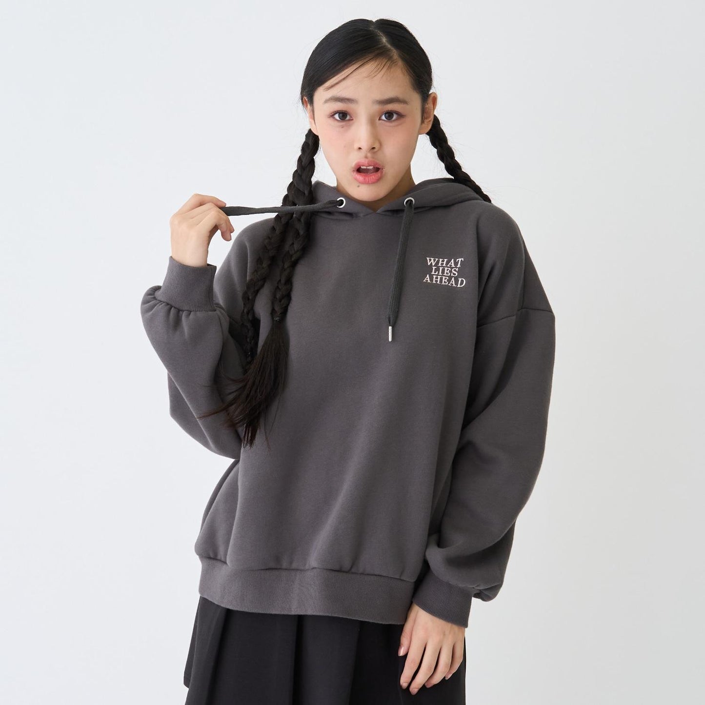 【純棉100%】加絨寬鬆印花連帽衛衣