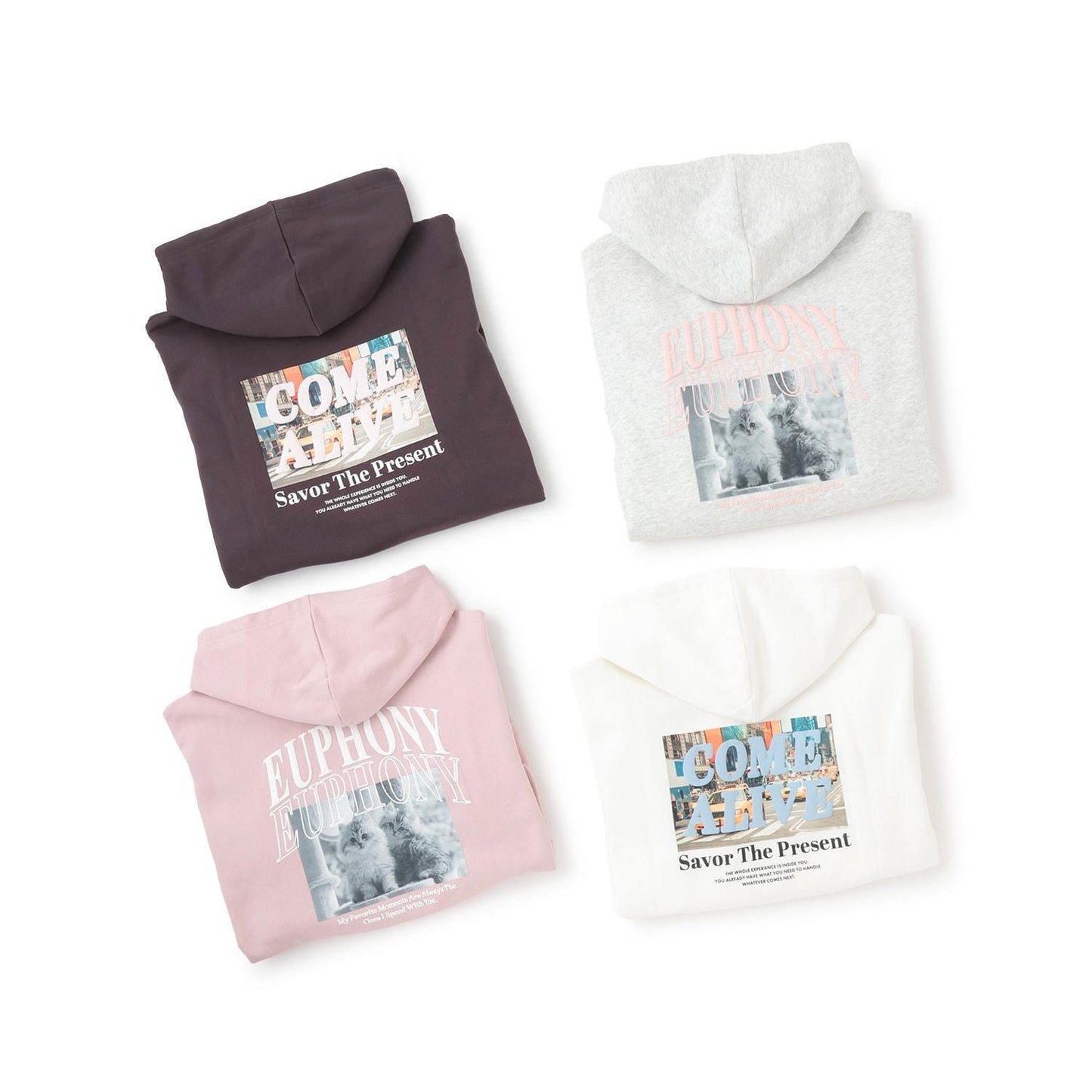 【純棉100%】加絨寬鬆印花連帽衛衣