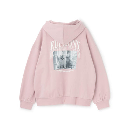 【純棉100%】加絨寬鬆印花連帽衛衣