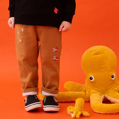 【蓄光】深海魚褲腳翻邊長款直筒褲