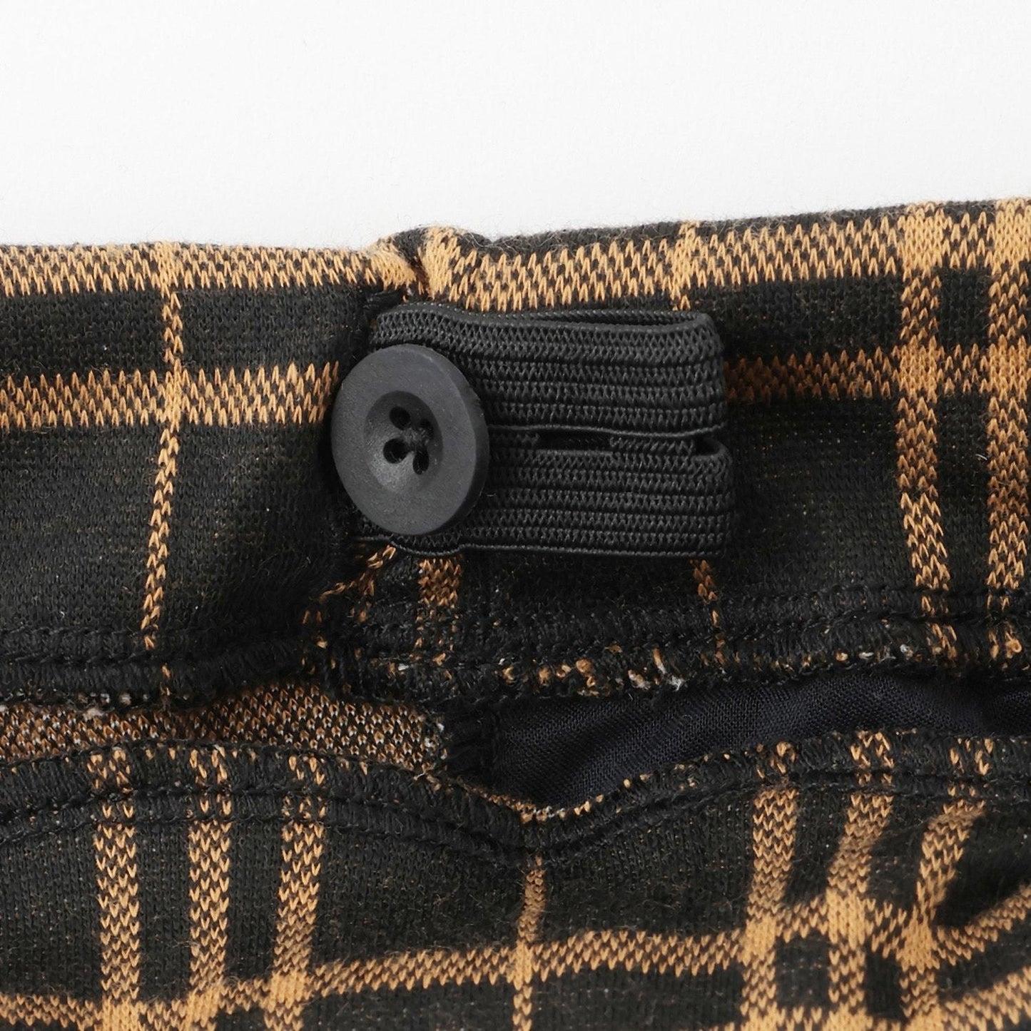 汽車圖案點綴格紋長款直筒褲