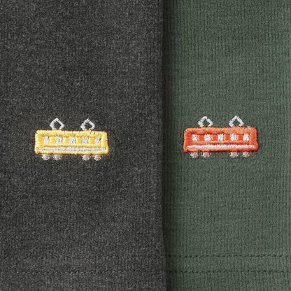 電車圖案點綴長款護腹打底褲