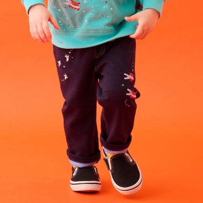 【蓄光】深海魚褲腳翻邊長款直筒褲