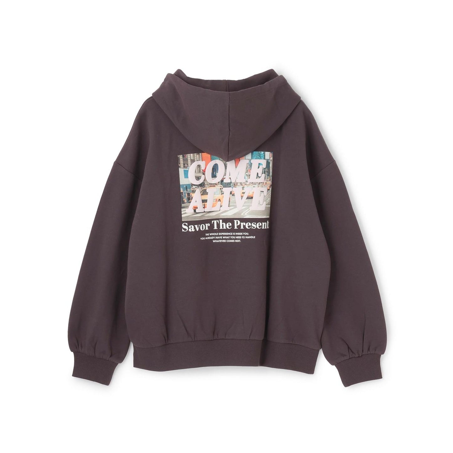 【純棉100%】加絨寬鬆印花連帽衛衣