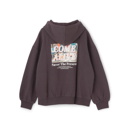 【純棉100%】加絨寬鬆印花連帽衛衣