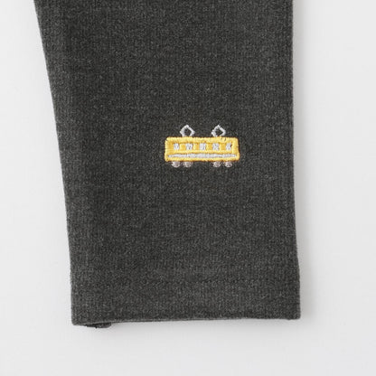 電車圖案點綴長款護腹打底褲