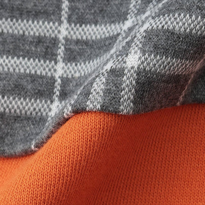 汽車刺繡拼接格子衛衣