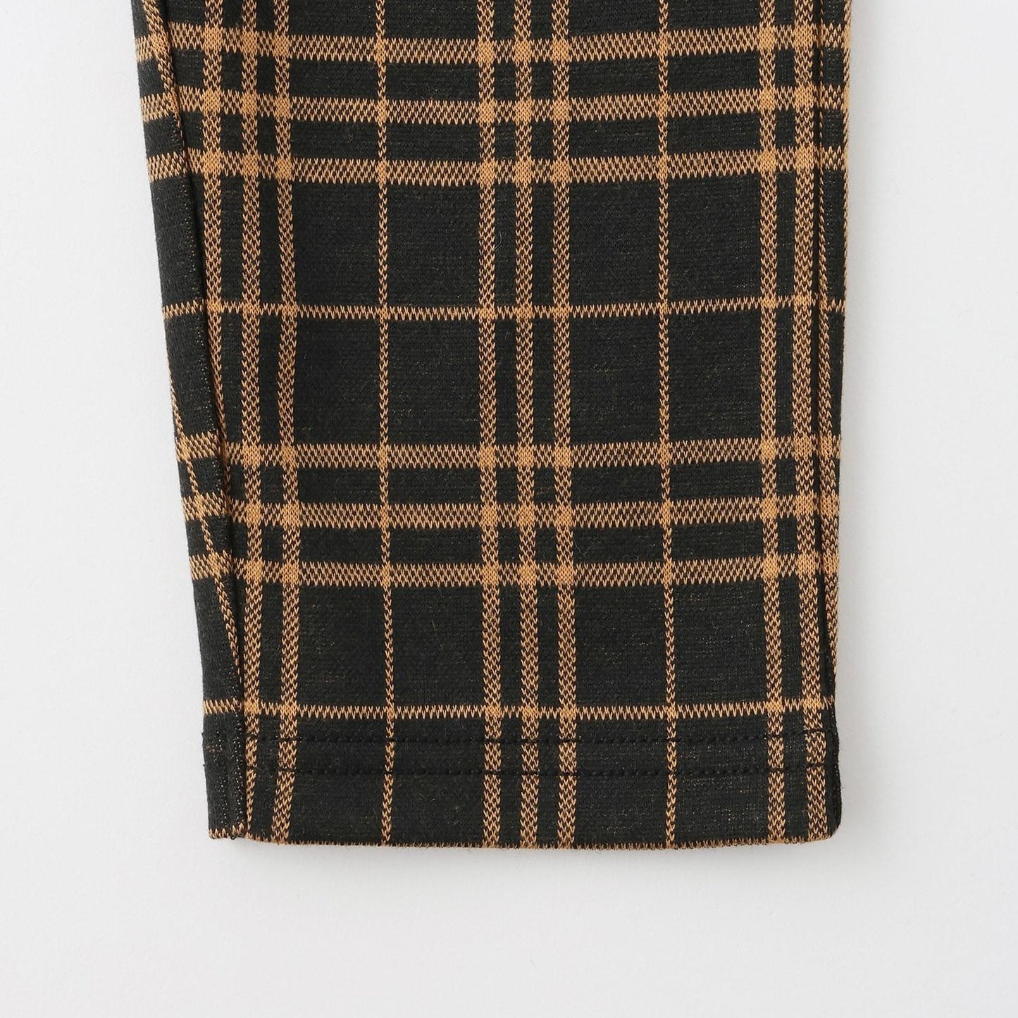 汽車圖案點綴格紋長款直筒褲