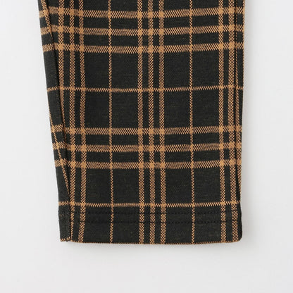 汽車圖案點綴格紋長款直筒褲