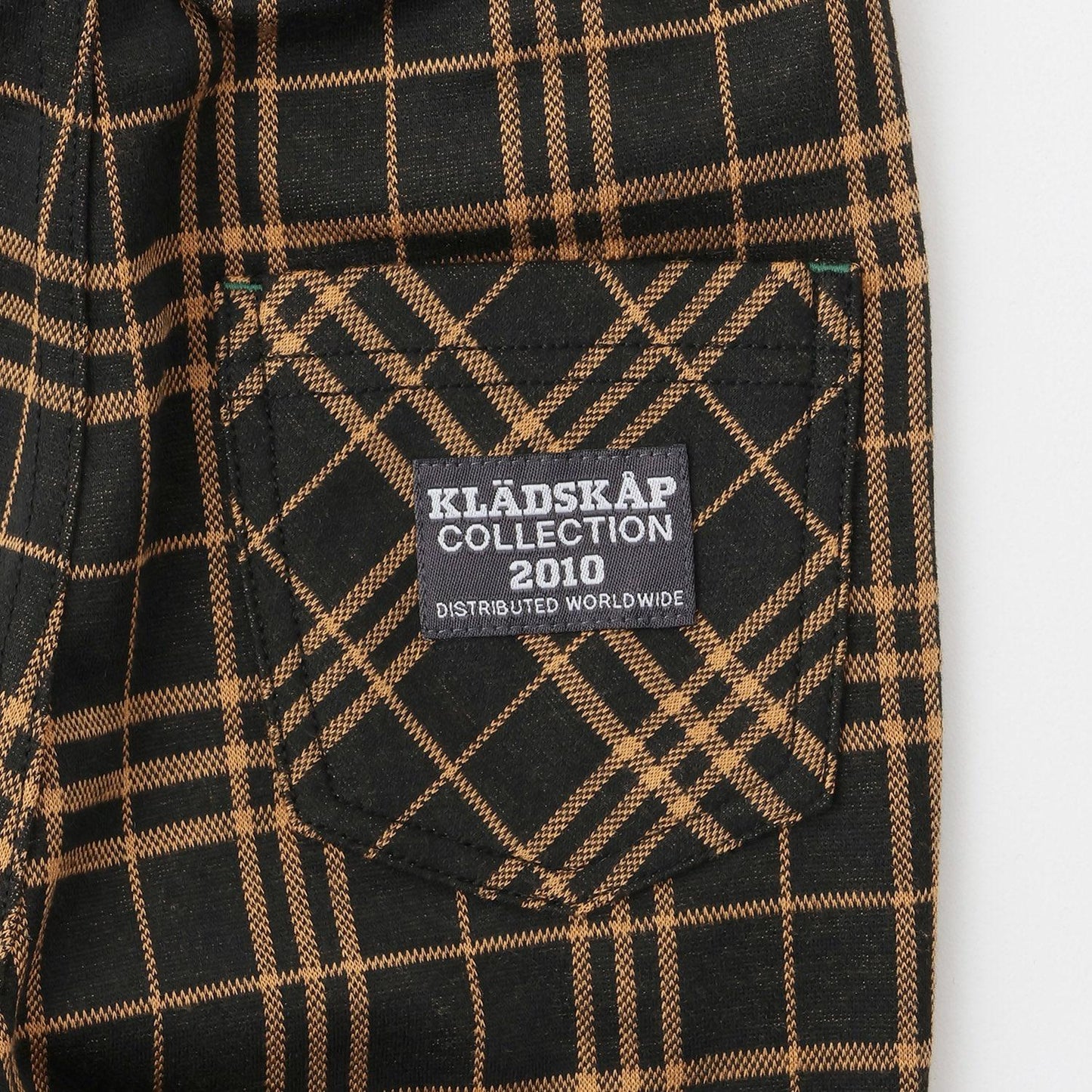 汽車圖案點綴格紋長款直筒褲