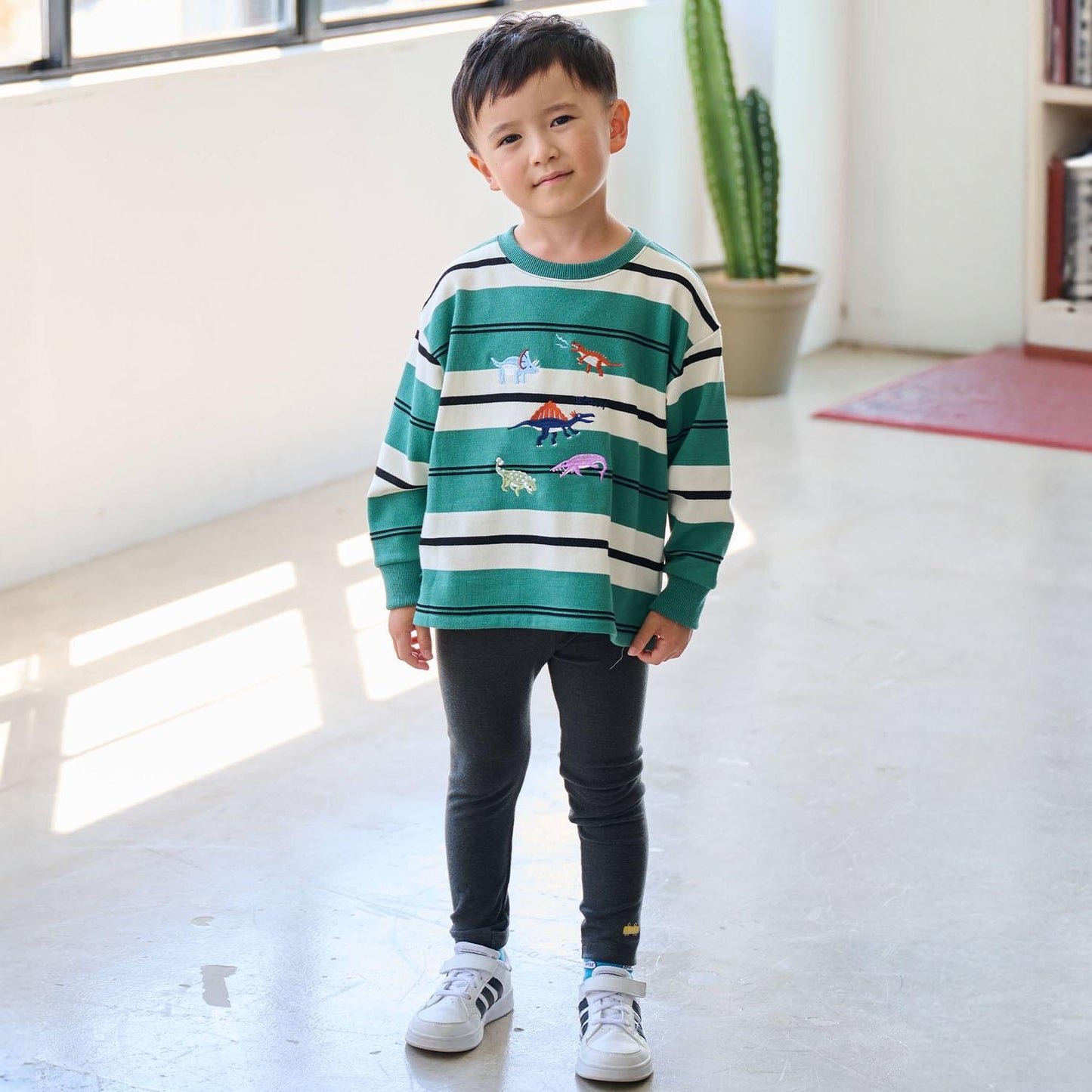 電車圖案點綴長款護腹打底褲