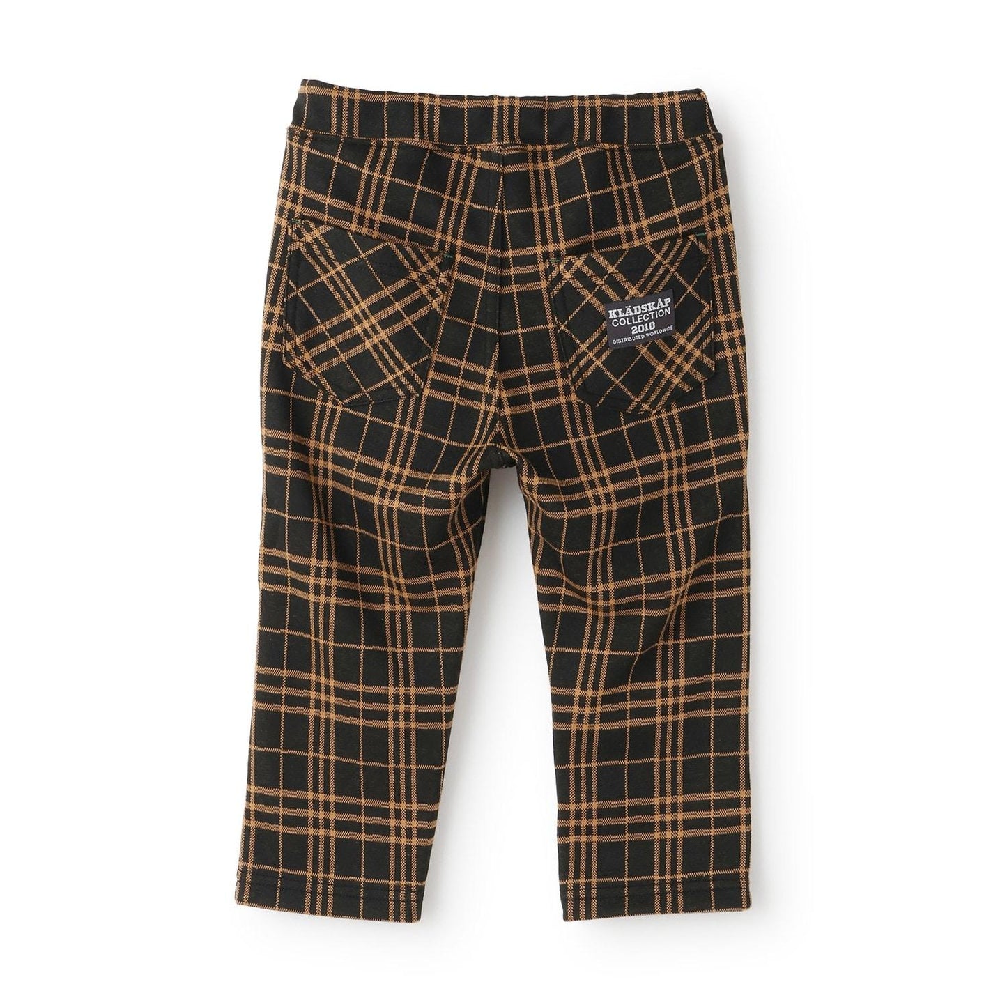 汽車圖案點綴格紋長款直筒褲