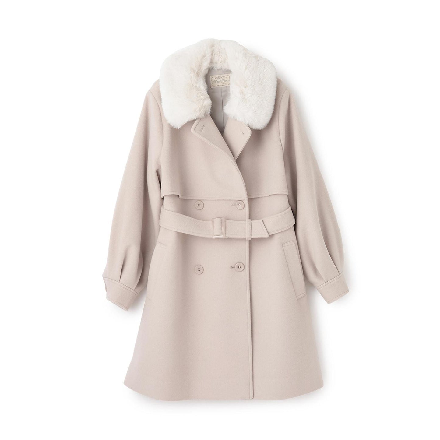 帶仿皮草領中長款大衣