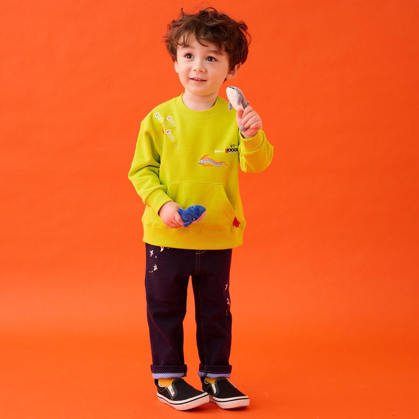 【蓄光】深海魚褲腳翻邊長款直筒褲