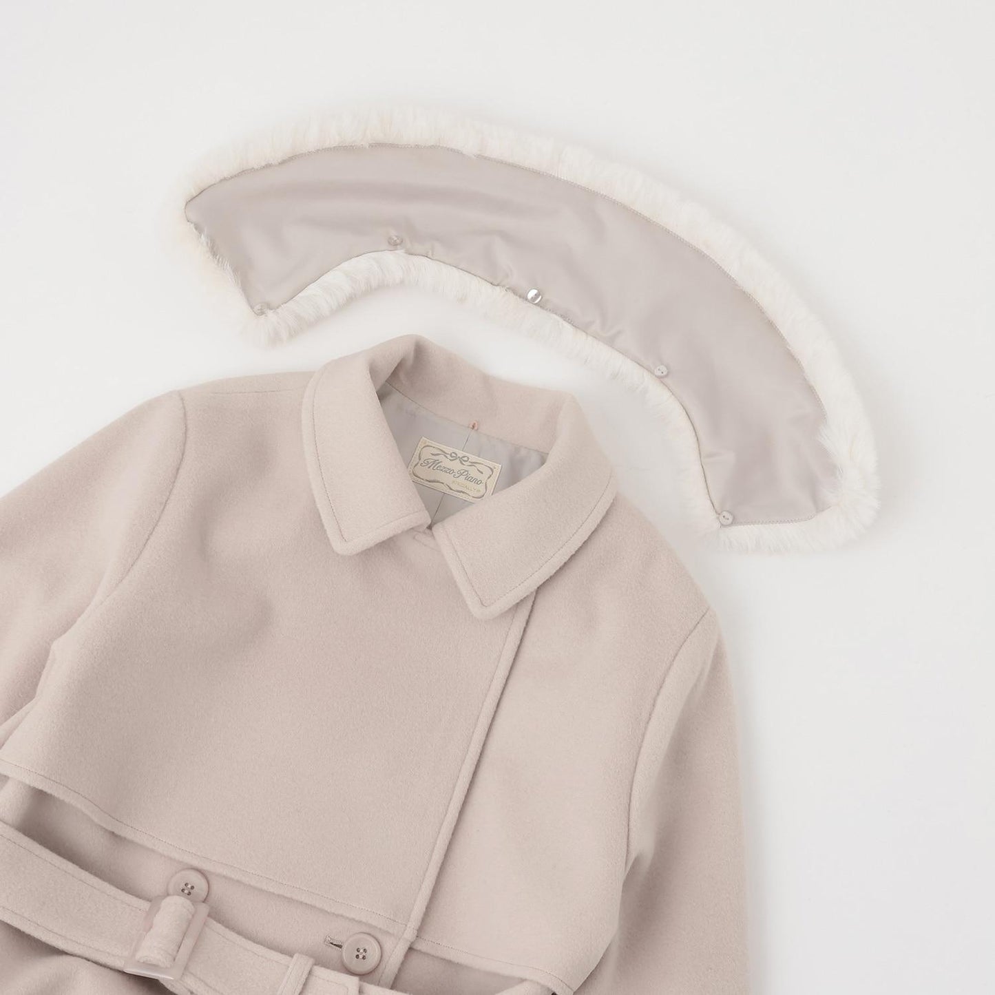 帶仿皮草領中長款大衣