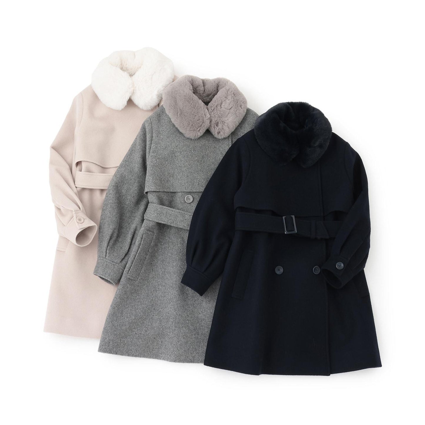 帶仿皮草領中長款大衣