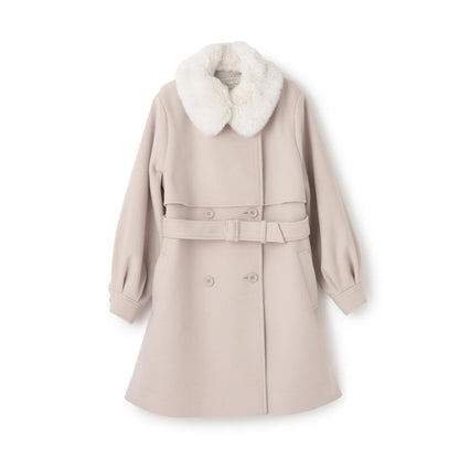 帶仿皮草領中長款大衣