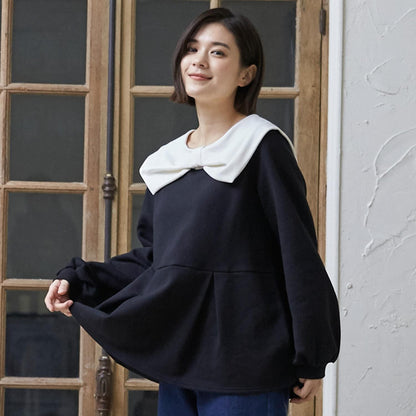 【加絨/連結】蝴蝶結領衛衣