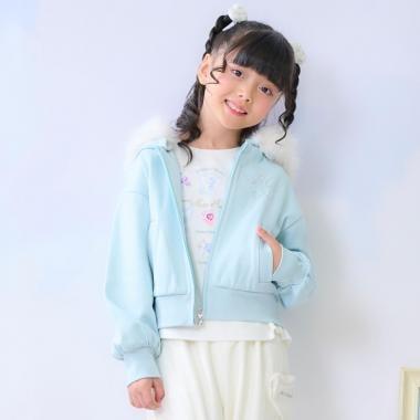 亮片衛衣內襯仿皮草連帽拉鍊外套