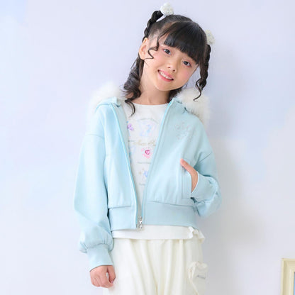 亮片衛衣內襯仿皮草連帽拉鍊外套