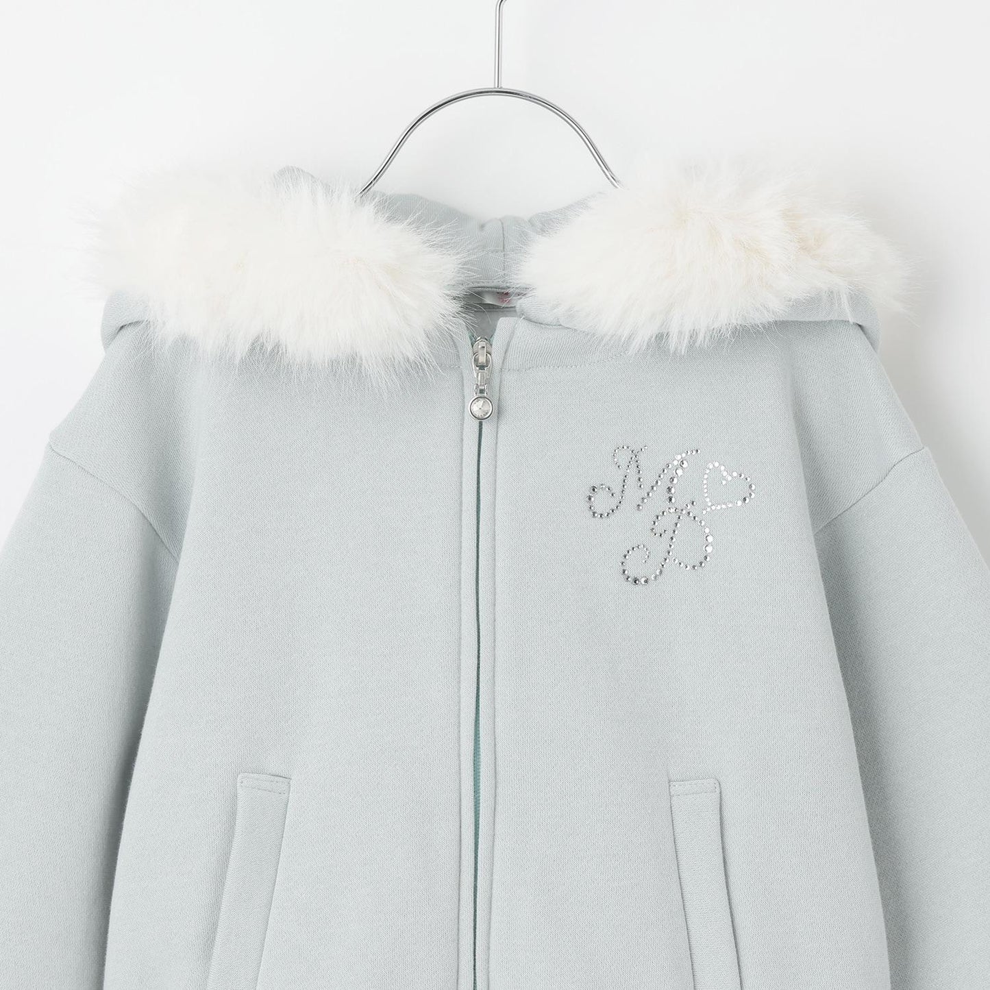 亮片衛衣內襯仿皮草連帽拉鍊外套