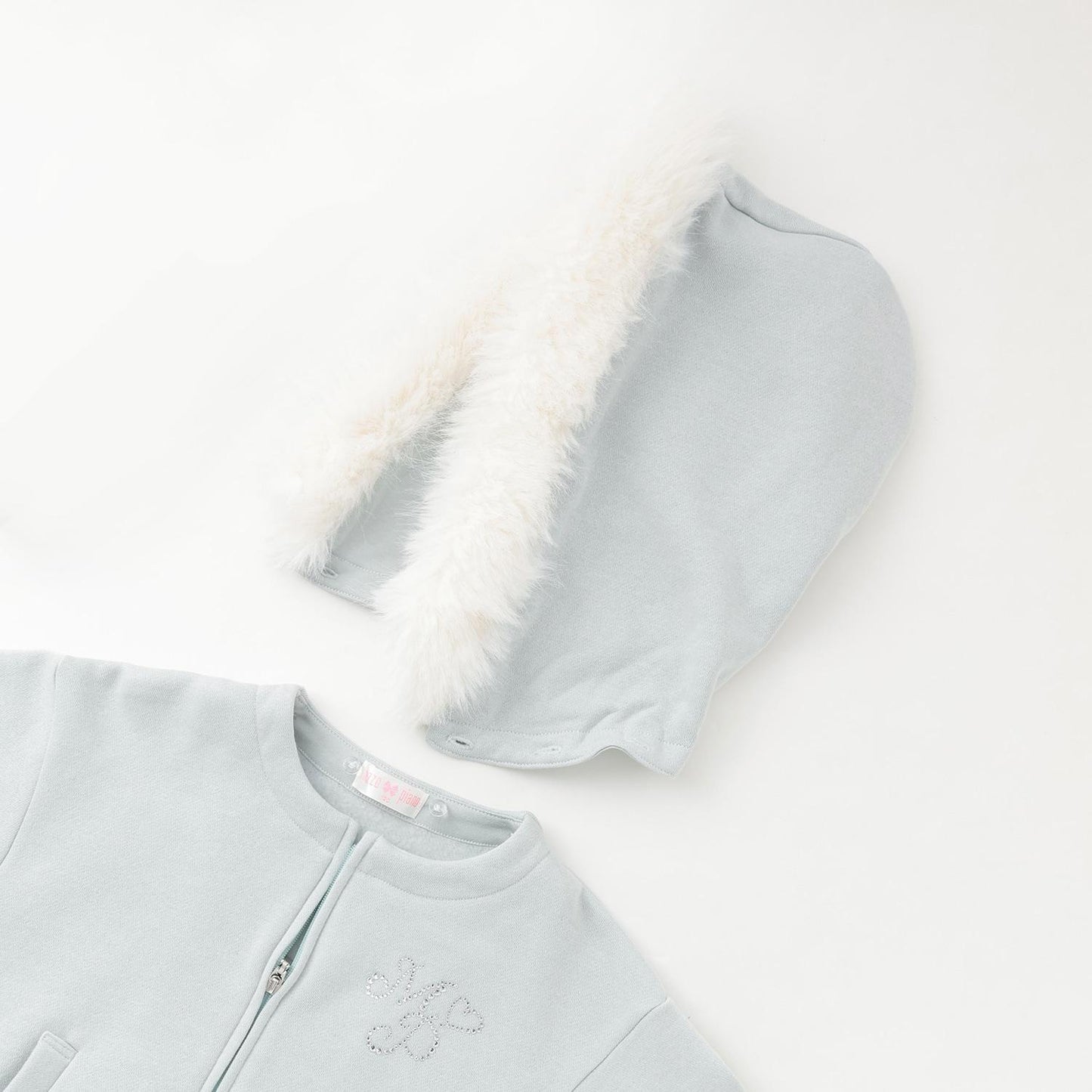 亮片衛衣內襯仿皮草連帽拉鍊外套