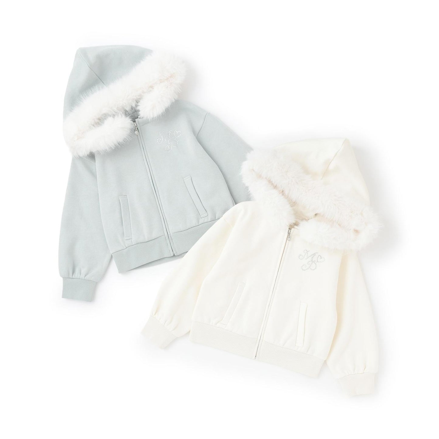 亮片衛衣內襯仿皮草連帽拉鍊外套