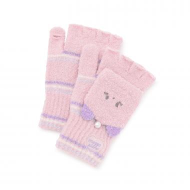 動物臉馬卡龍絨針織手套