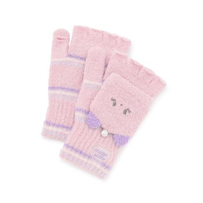 動物臉馬卡龍絨針織手套