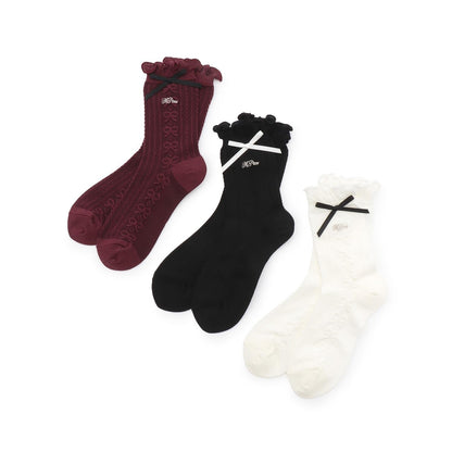 荷葉邊蝴蝶結襪