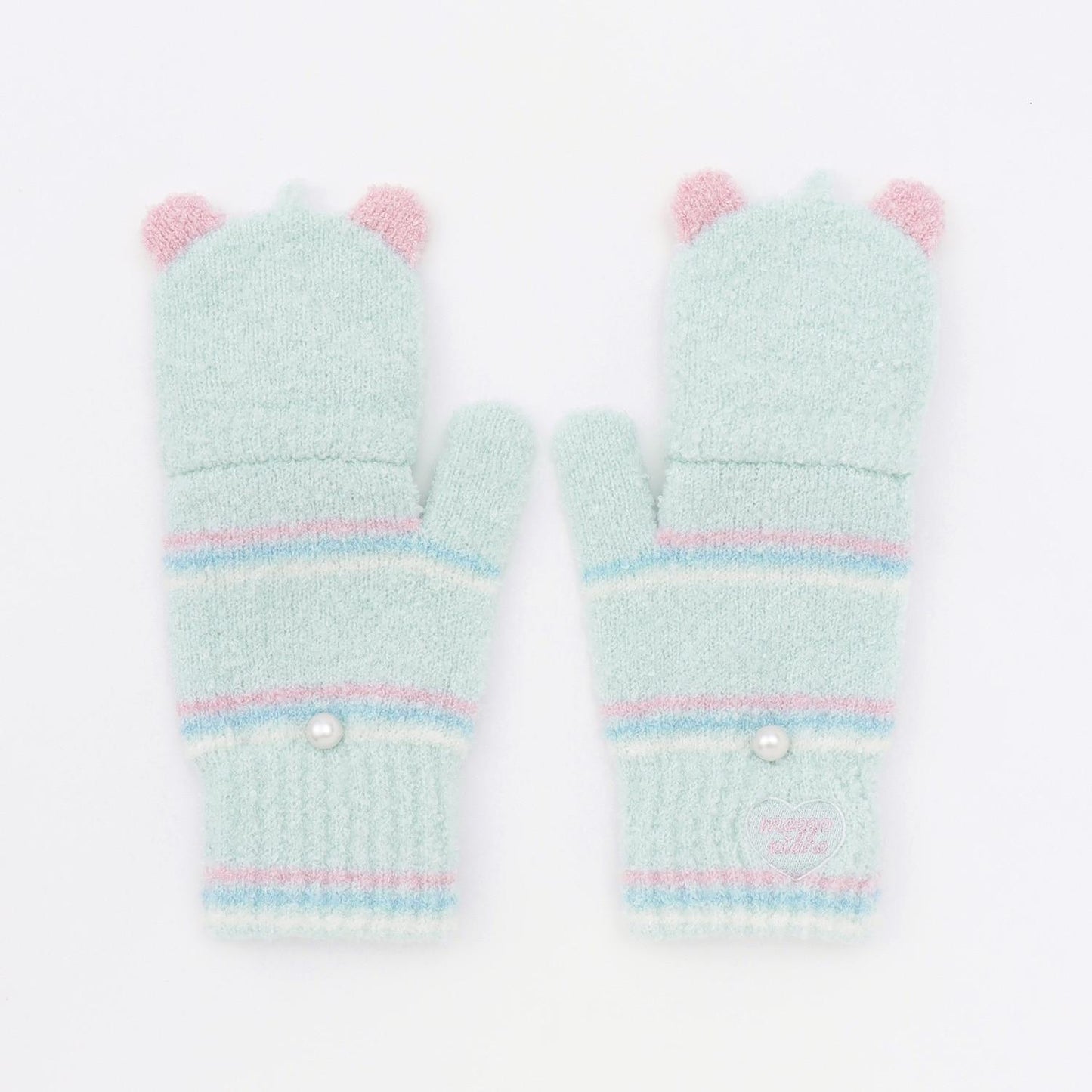 動物臉馬卡龍絨針織手套