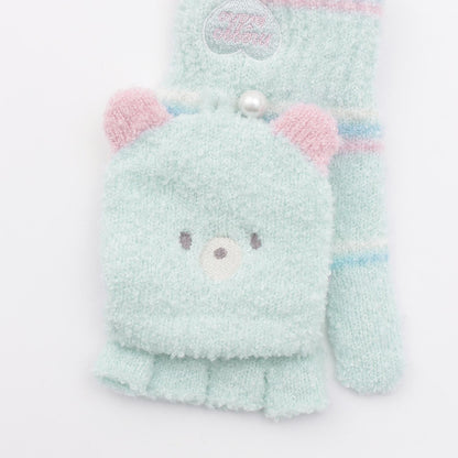 動物臉馬卡龍絨針織手套