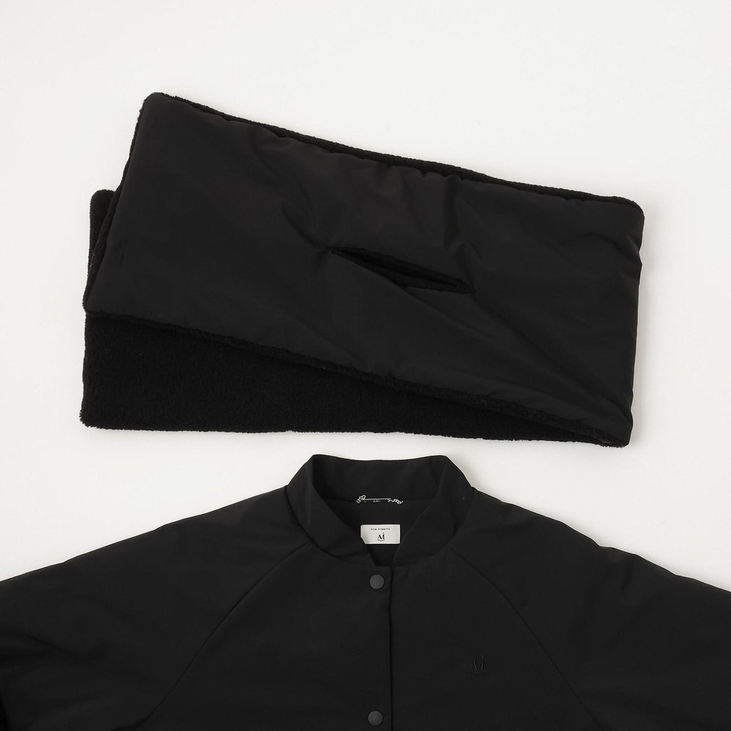 【AMI】【防潑水】附圍巾中棉泡泡袖大衣