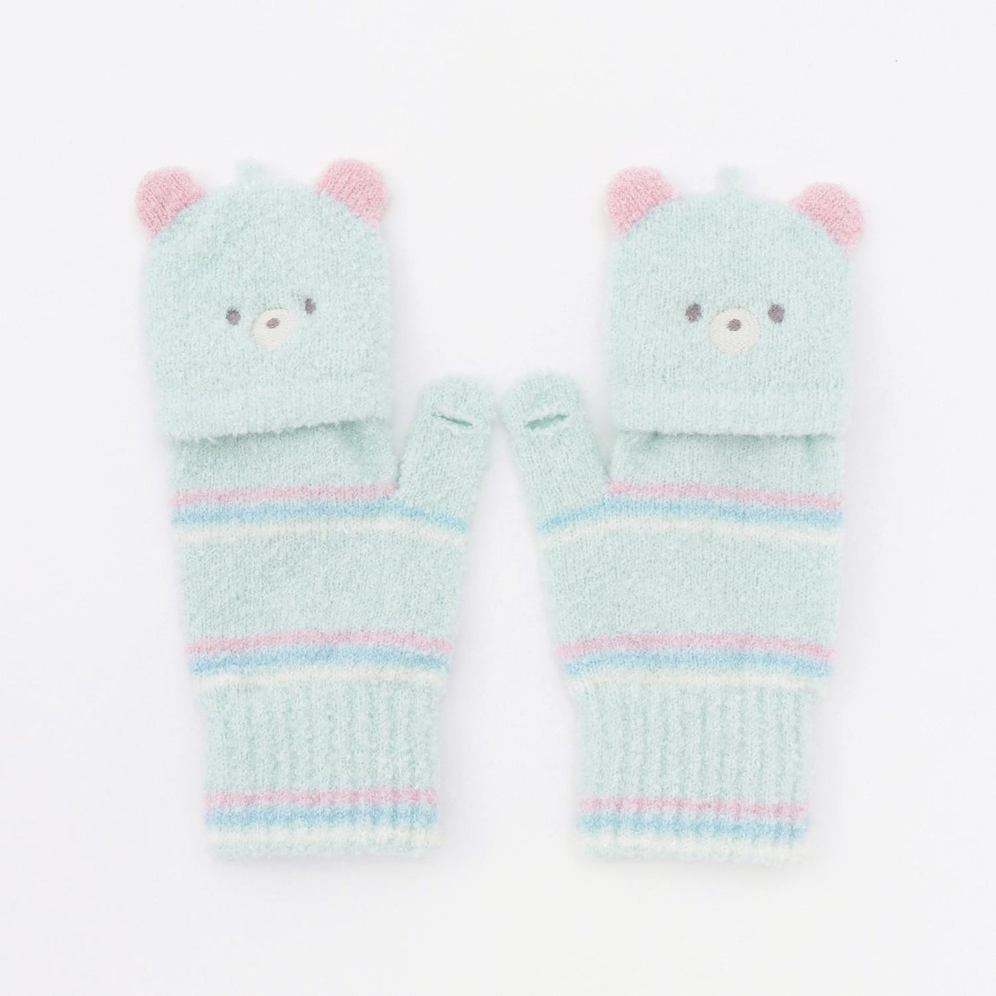 動物臉馬卡龍絨針織手套