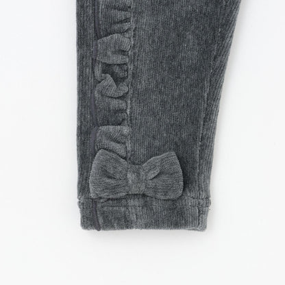 針織燈芯絨荷葉邊打底褲