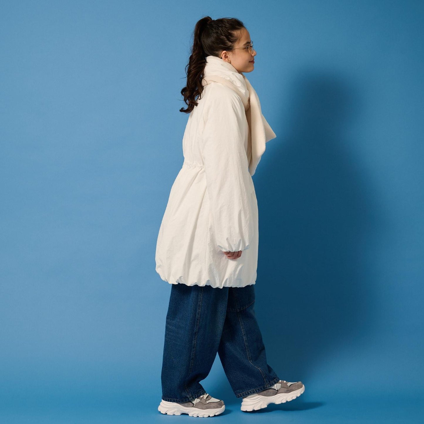 【AMI】【防潑水】附圍巾中棉泡泡袖大衣