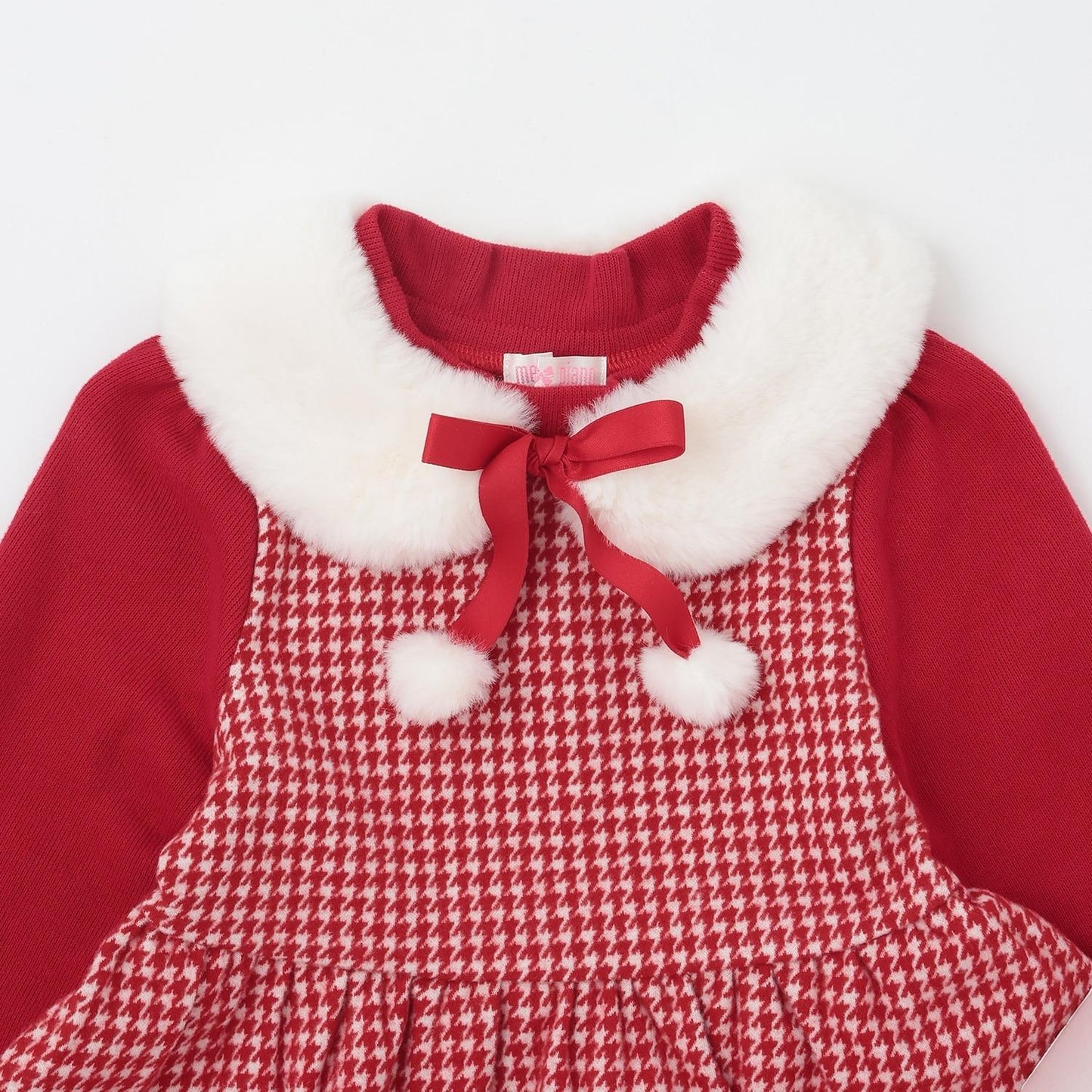 千鳥格提花連衣裙附領巾