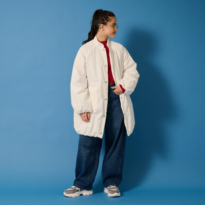 【AMI】【防潑水】附圍巾中棉泡泡袖大衣