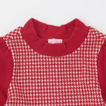 千鳥格提花連衣裙附領巾