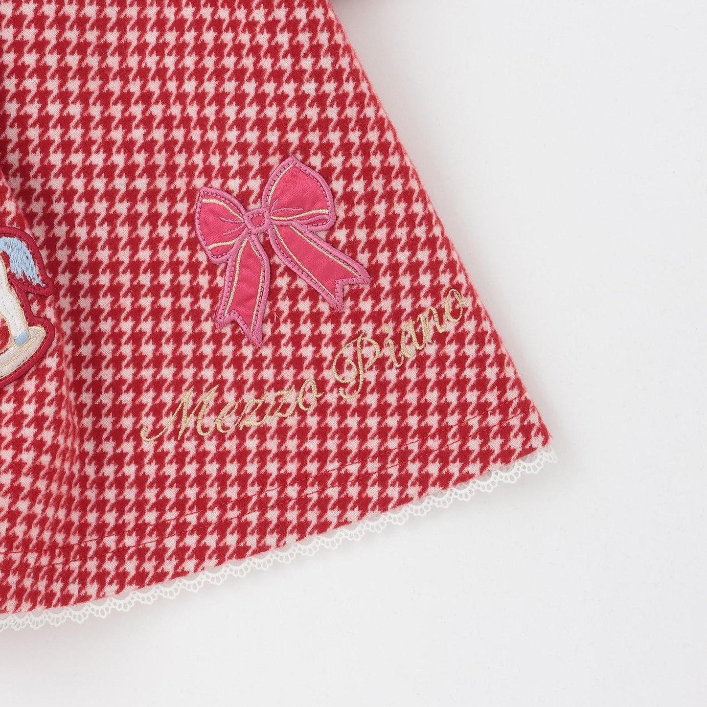 千鳥格提花連衣裙附領巾