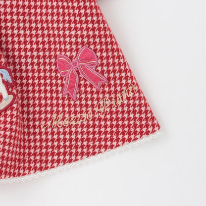 千鳥格提花連衣裙附領巾