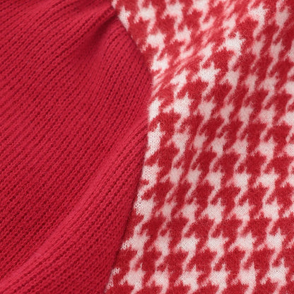 千鳥格提花連衣裙附領巾