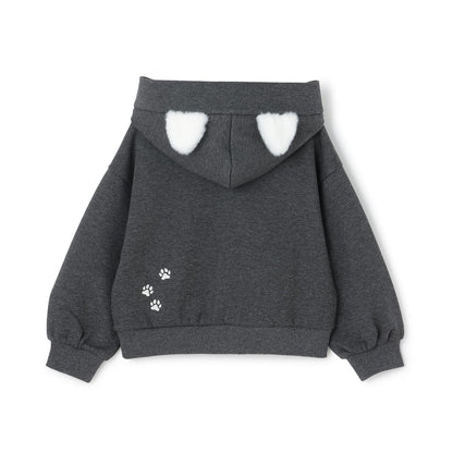 貓耳仿皮草標誌連帽衛衣