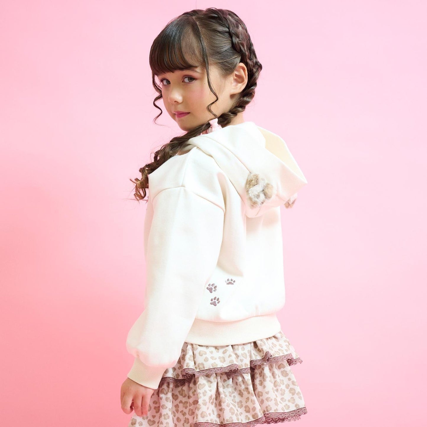 貓耳仿皮草標誌連帽衛衣