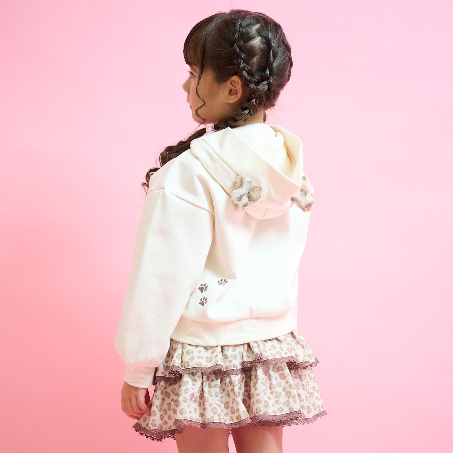 貓耳仿皮草標誌連帽衛衣