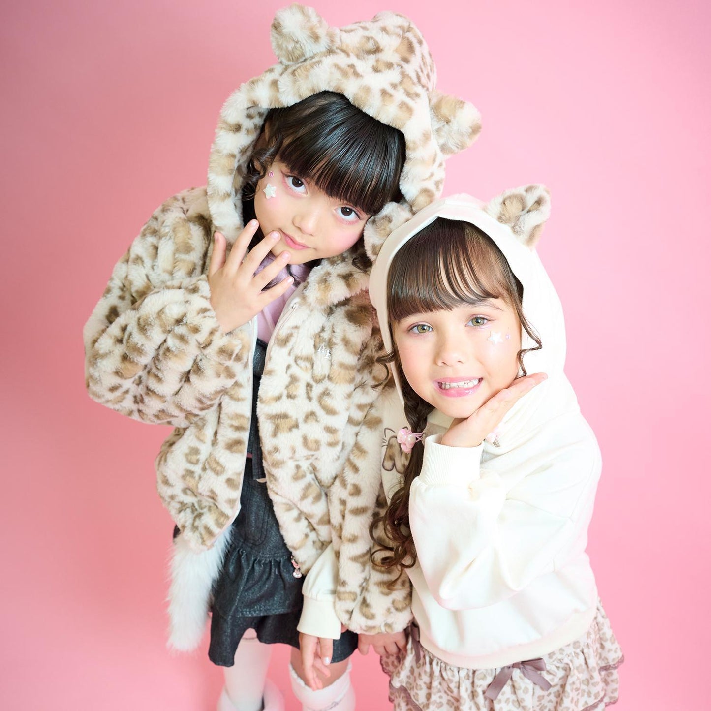 貓耳仿皮草標誌連帽衛衣