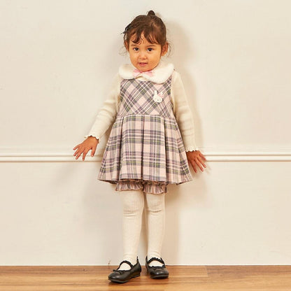 雙層提花格紋嬰兒套裝【附圍巾】